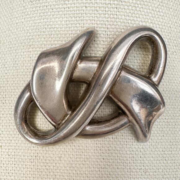 Mikal-Jon Bayanihan Sterling Silver Brooch Vtg Modernist Biomorphic Knot Signed - Picture 8 of 13